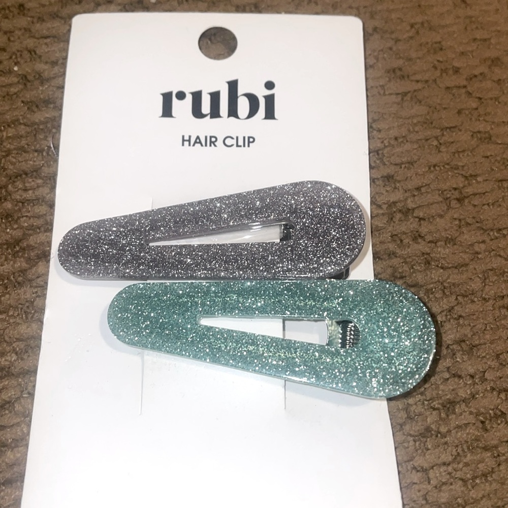 Rubi cotton on pack of barrettes glitter green and gray